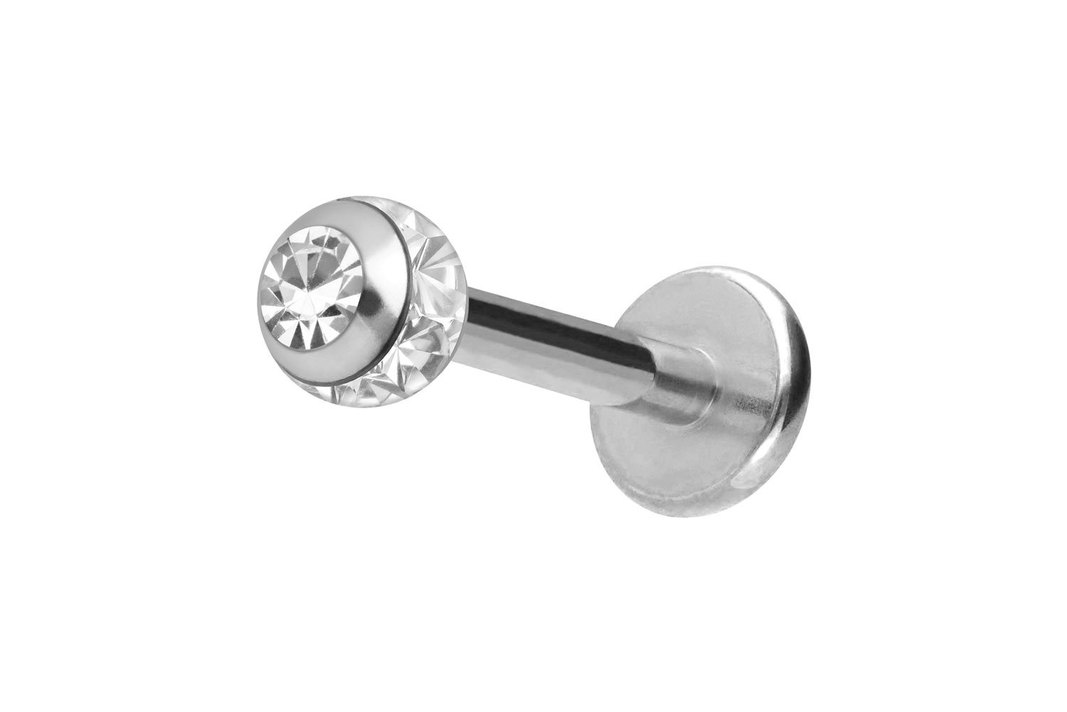 Chirurgenstahl Labret Piercing EPOXY-RING-KUGEL + KRISTALL